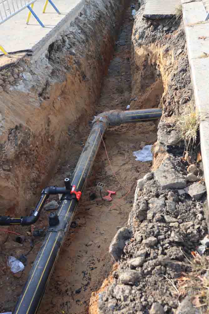 New Water Pipe Installation in Excavated Hole